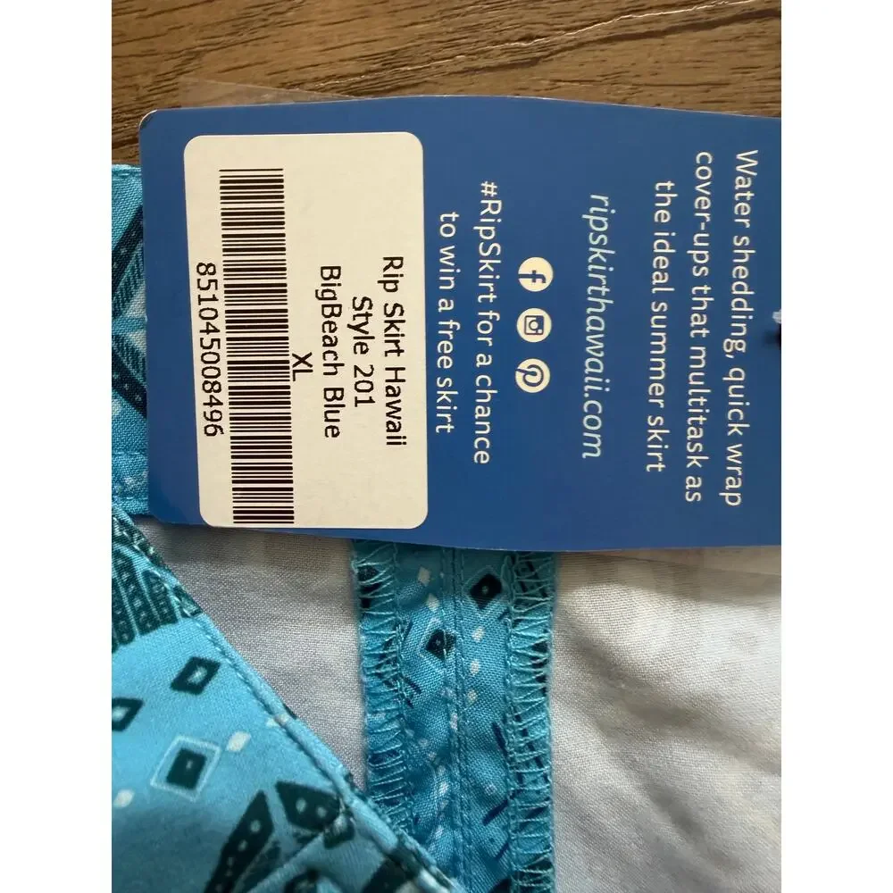 NWT RipSkirt Hawaii XL Length 2‎ BigBeach Blue Geo Tribal Adjustable Travel
